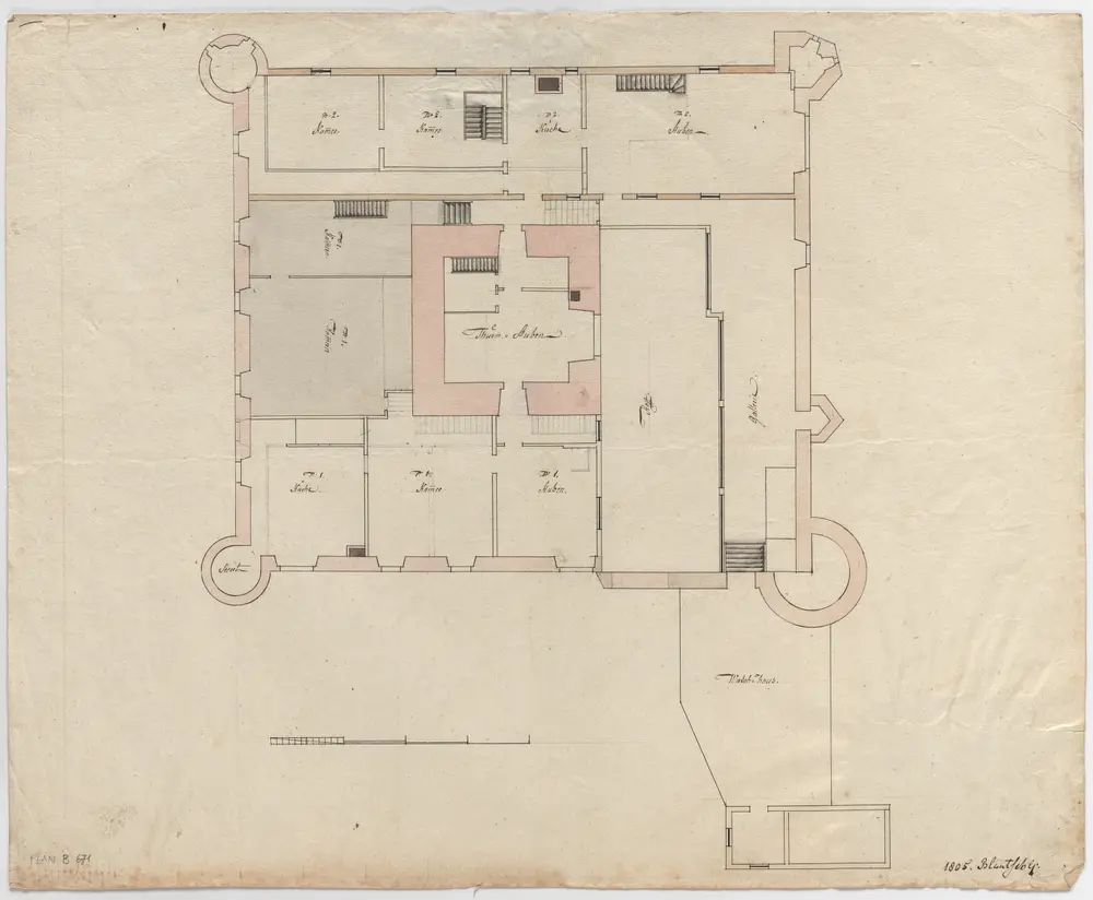 Oberwinterthur: Schloss Hegi, Wohnung, Hof und Gallerie; Grundriss