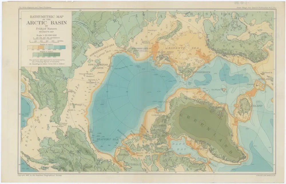 Bathymetric map of the Arctic basin