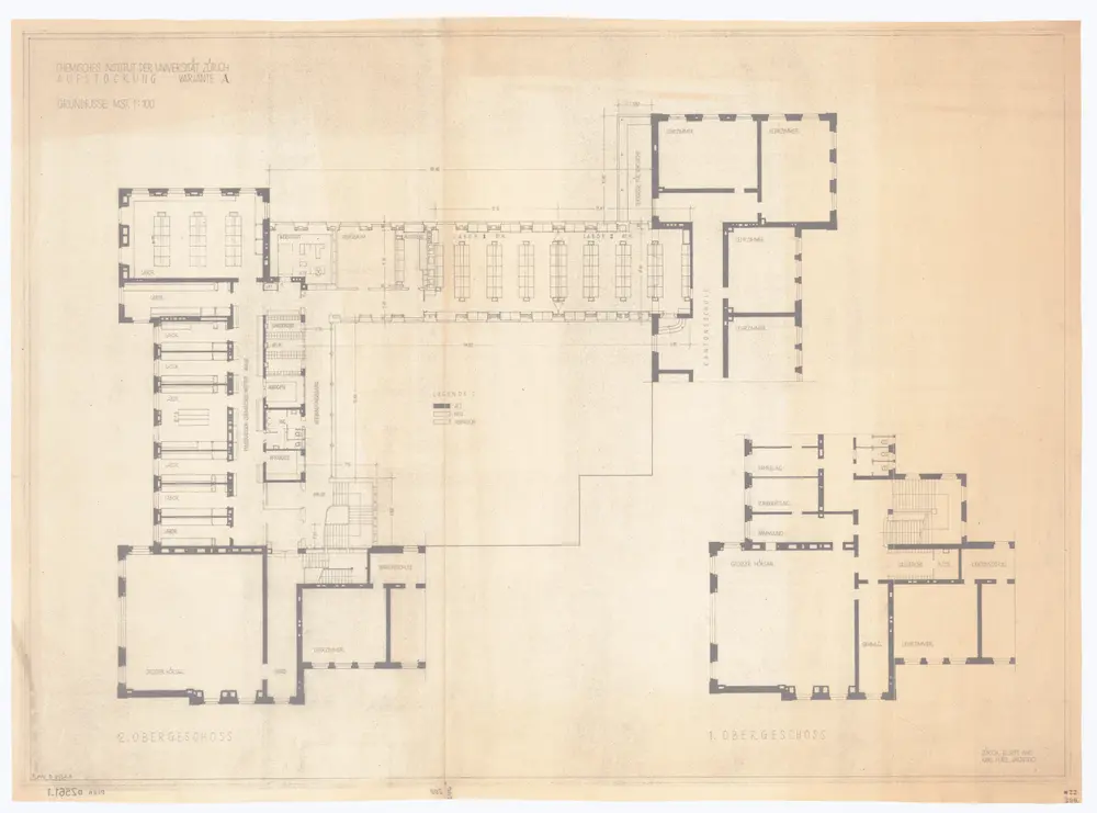 Universität Zürich (Chemisches Institut), Rämistrasse 74 und 76: Aufstockung, Variante A: Grundrisse