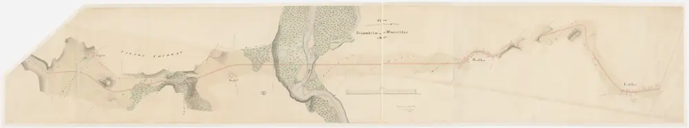 Ossingen, Thalheim an der Thur (damals Dorlikon), Dinhard: Projektierte Strasse von der Kantonsgrenze bei Langmühle TG über Burghof und Thalheim an der Thur bis Eschlikon; Situationsplan (Blatt I)