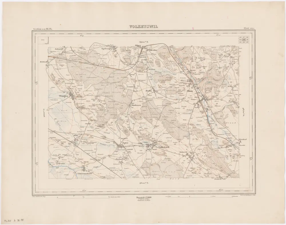 Topographischer Atlas der Schweiz (Siegfried-Karte): Den Kanton Zürich betreffende Blätter: Blatt 210: Volketswil