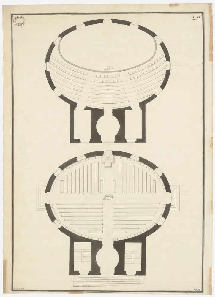 Embrach: Kirche, Ovalvariante, Erdgeschoss und Empore; Grundrisse (Nr. 12)