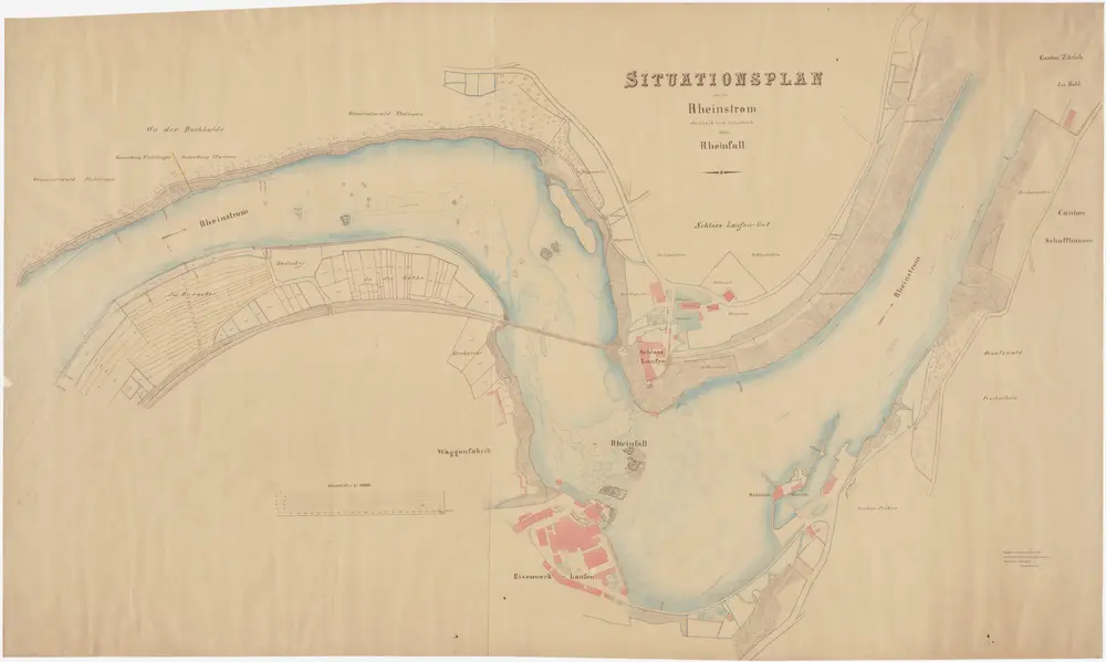 Flurlingen, Neuhausen SH, Laufen-Uhwiesen: Rhein von oberhalb des Rheinfalls bis zur Grenze zwischen den Kantonen Schaffhausen und Zürich bei Nohl; Situationsplan (Rhein-Gebiet Nr. 27 a)