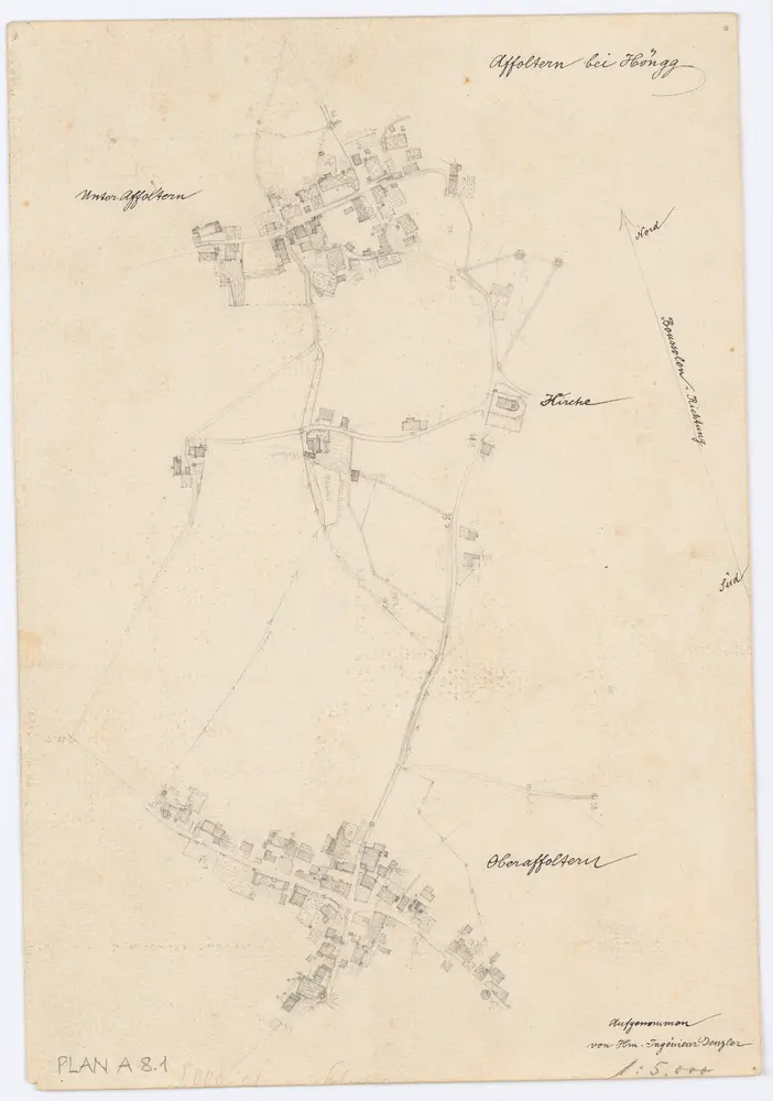 Vorlagen für die Topographische Karte des Kantons Zürich (Wild-Karte): Bezirk Dielsdorf: Ortsplan: Affoltern bei Zürich