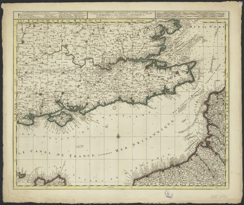 La plus grande partie de la Manche, qui contient les côtes de Angleterre (situées au su-est, où est La Tamise etc.), et celles de France, ou, la partie septentrionale du Gouvt. de Normandie, les bords maritimes de Picard etc.