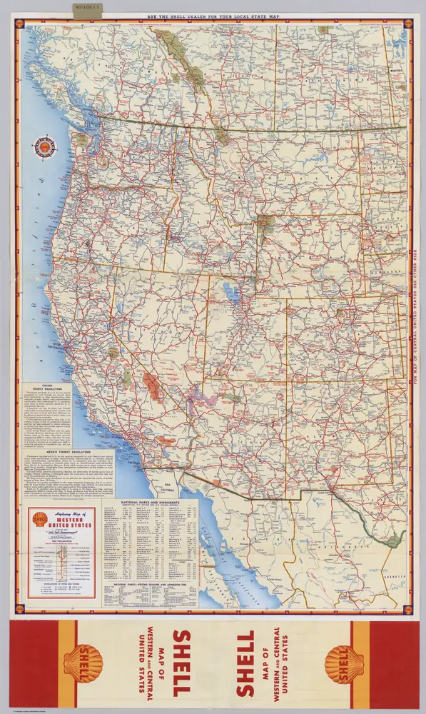 Shell Highway Map of Western United States.