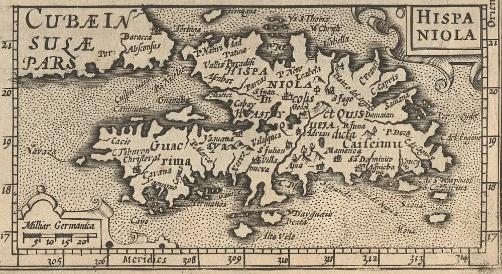 Hispaniola [Karte], in: Atlas Minor, S. 672.