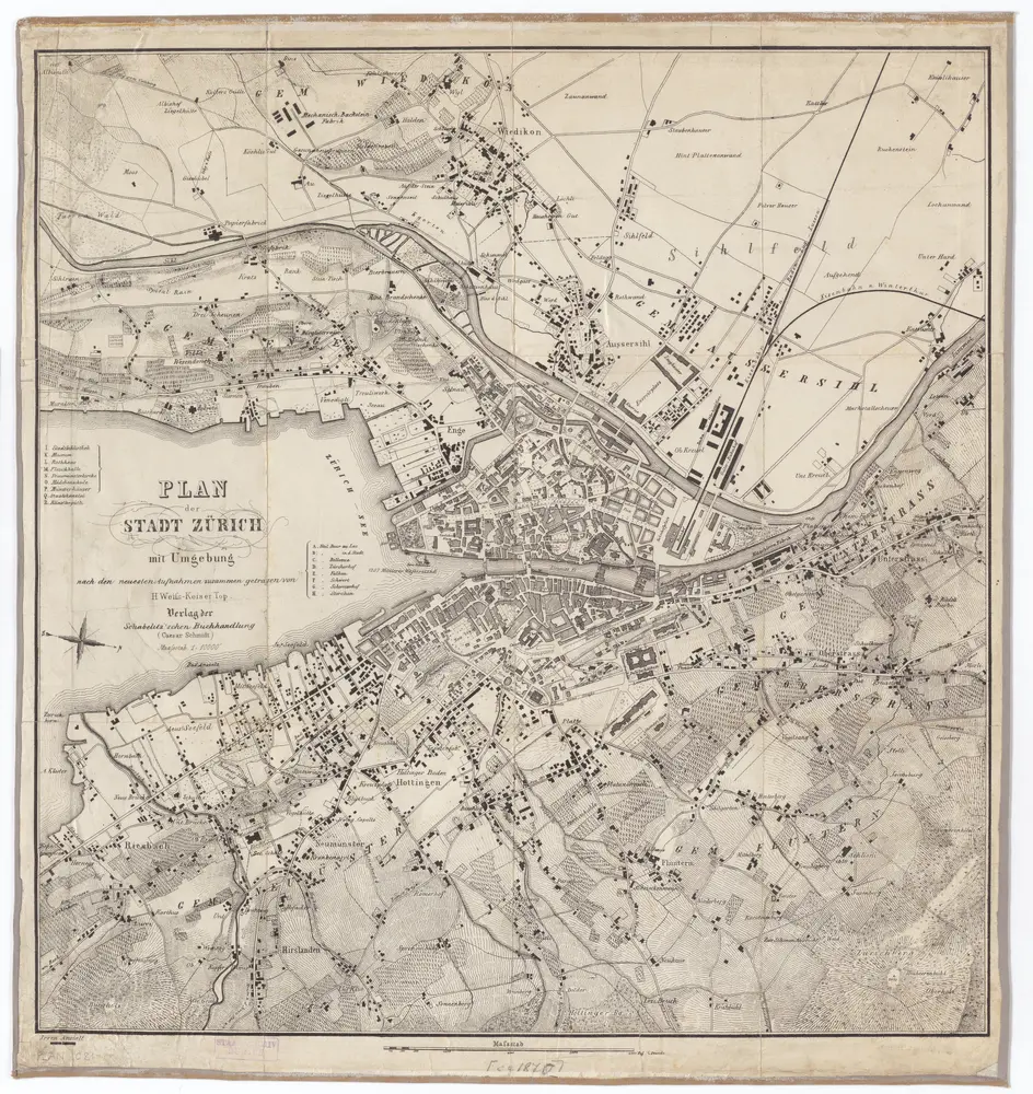 Plan der Stadt Zürich mit Umgebung