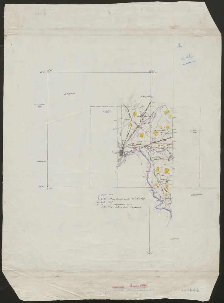 'Transvaal Manoeuvre Area. Surveyed by Capt. C. St B. Sladen Royal].E[ngineers]. & Lt. K.W. Lee R[oyal].F[ield].A[rtillery]. 1910/11.' - War Office ledger. Field sheets