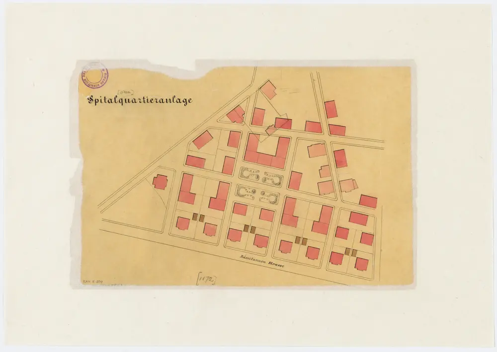 Fluntern: Kantonsspital-Areal, Spital-Quartieranlage an der Rämistrasse; Grundriss