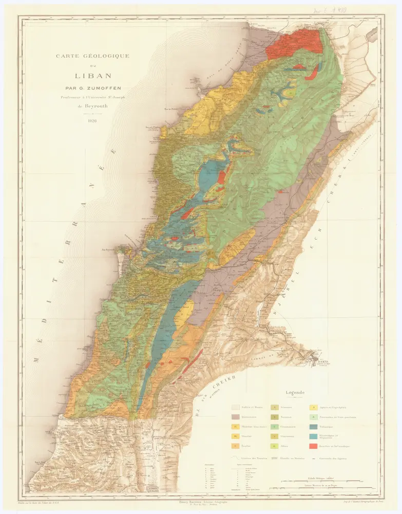 Carte géologique du Liban