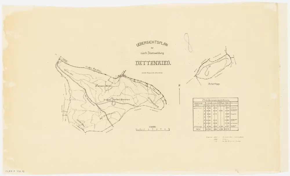 Weisslingen, Winterthur: Staatswaldungen Dettenried und Schartegg: Weisslingen, Winterthur: Dettenried und Schartegg; Übersichtsplan