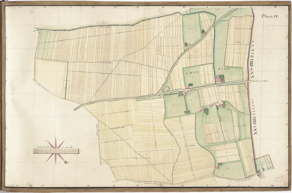 Wiedikon und Aussersihl: Vermessung der Gemeinden: Planche IV: Oberer Teil des Sihlfelds dem Saum nach, unterer Teil des mittleren Sihlfelds zwischen der Strasse von Baden und dem Hohlen Weg, samt den Gütern im oberen Hard