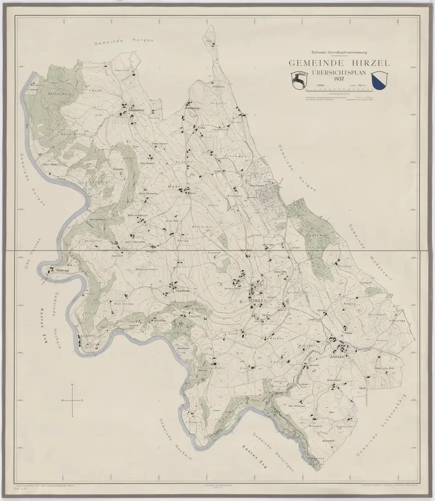 Hirzel: Gemeinde; Übersichtsplan (Schweizerische Grundbuchvermessung)