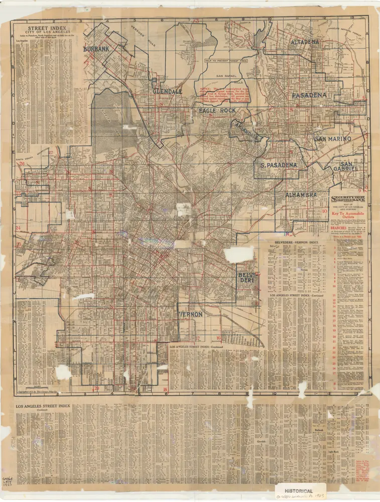 Security Trust & Savings Bank map of the City of Los Angeles and suburbs.