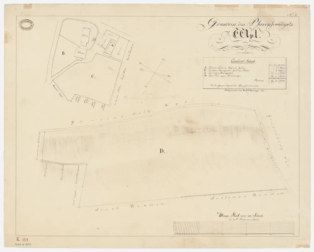 Wil: Pfrundgüter Pfarrgarten, Baumgarten und Feld; Grundrisse (Nr. 1)