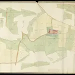 HZAN GA 100_Nr. 318_ : Oberhof (Kr. Öhringen); "Geometrischer Grundriß über die Oberhöfer Markung, Tractus II und III"; [enthält den Weiler Oberhof];ohne Verfasser;60 Ruten = 14,6 cm;133 x 93 cm; Norden oben nach links abweichend;Federzeichnung; Grundstücke farbig hervorgehoben.