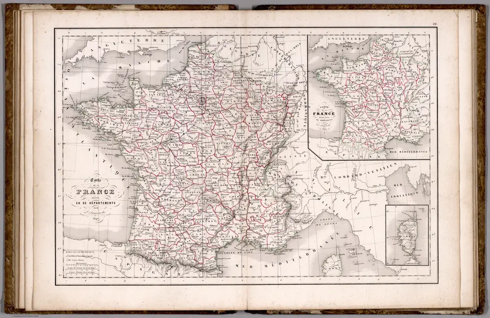 Carte de la France Divisee en 86 Departements ... 1846.