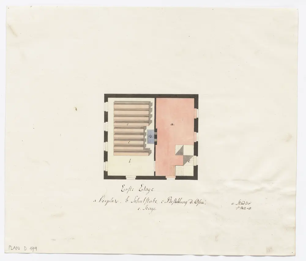 Kappelerhof, projektiertes Schulgebäude: 1. Stock; Grundriss