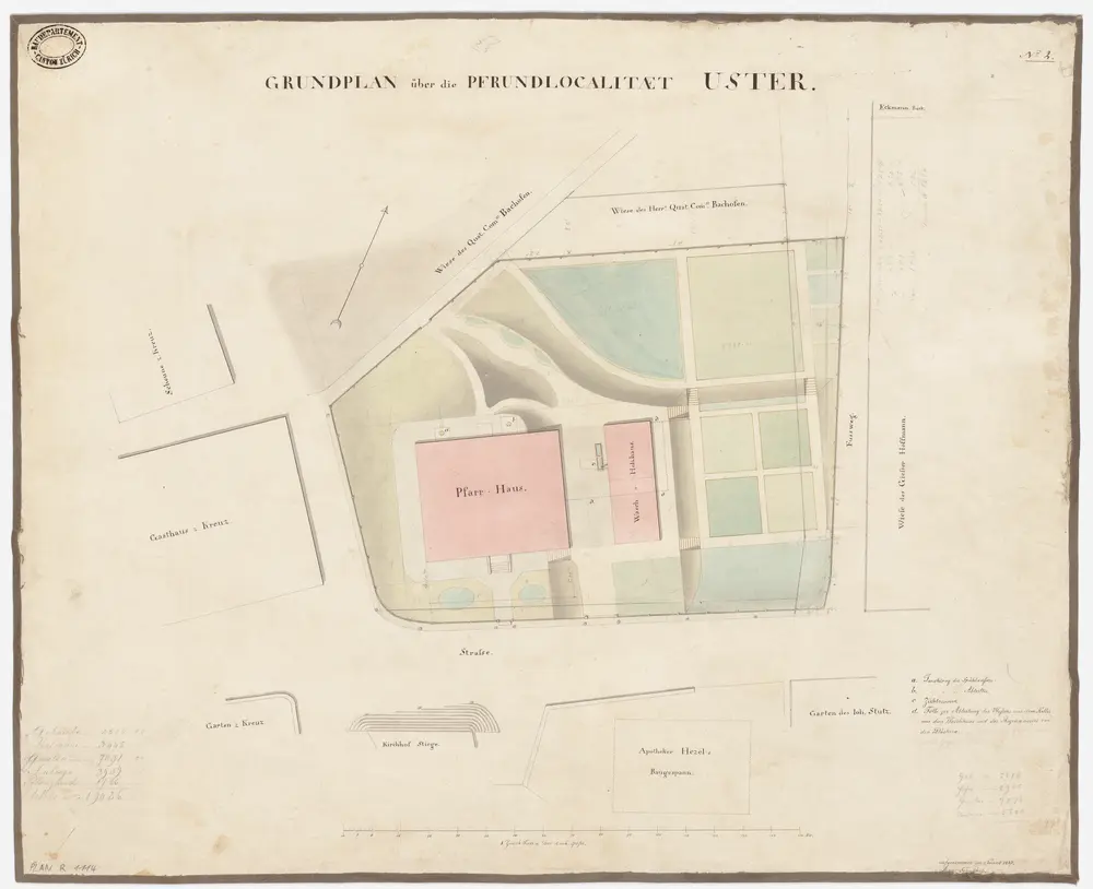 Uster: Pfrundlokalität mit Pfarrhaus und Umgebung; Grundriss (Nr. 2)