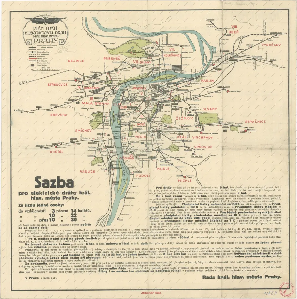 Plán tratí elektrických drah král. Hlav. Města Prahy