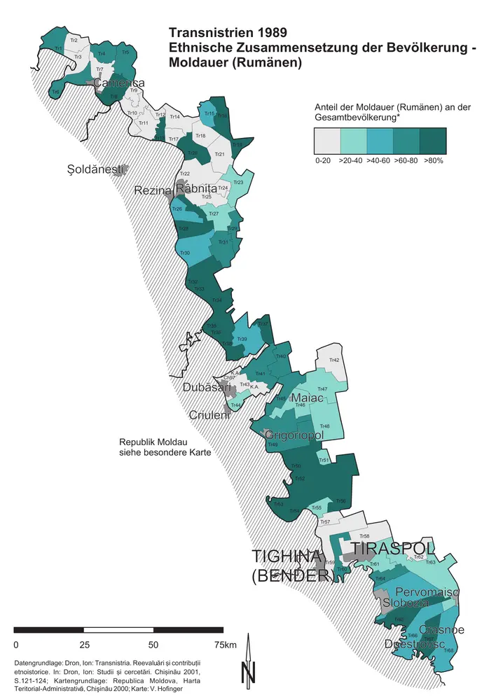 Transnistrien 1989. Ethnische Zusammensetzung der Bevölkerung - Moldauer (Rumänen)