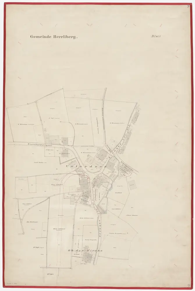 Herrliberg: Strassen im Unterdorf und oberhalb der Kirche; Situationsplan