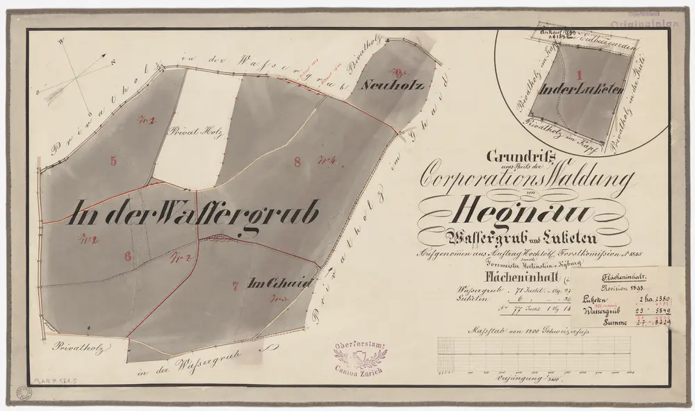 Volketswil: Genossenschaftswaldung Hegnau: Wassergrueb, Gheid (Ghaid), Neuholz, In der Luketen; Grundriss (II)