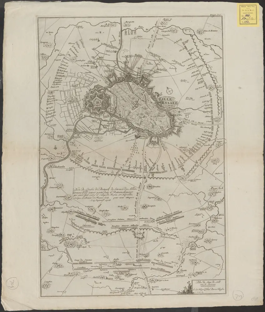 Plan du siège de Lille avec des environs [1708]