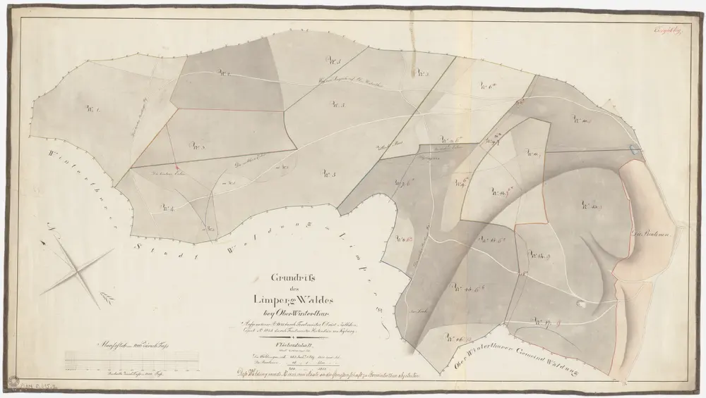 Winterthur, Oberwinterthur: Staats-, Gemeinde- und Genossenschaftwaldungen: Oberwinterthur: Staatswaldung bzw. Genossenschaftswaldung Lindberg (Limperg); Grundriss