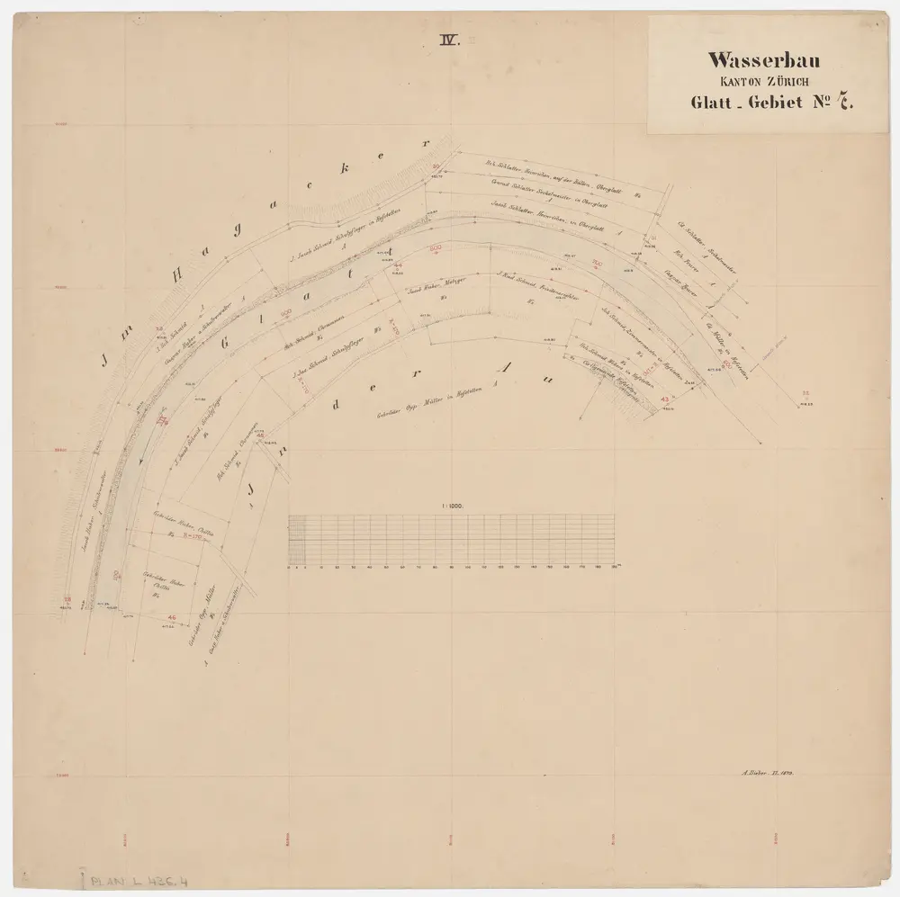 Oberglatt: Glatt von Oberglatt bis Hofstetten; Grundrisse (Glatt-Gebiet Nr. 7): Blatt IV: Glatt bei Hagacher und Au in Hofstetten; Grundriss (Glatt-Gebiet Nr. 7)