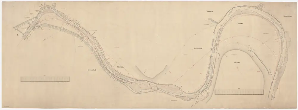 Kyburg, Winterthur: Von oberhalb Kyburg bis Bannhalden, Tösskorrektion; Situationsplan (Töss-Gebiet Nr. 42 d)