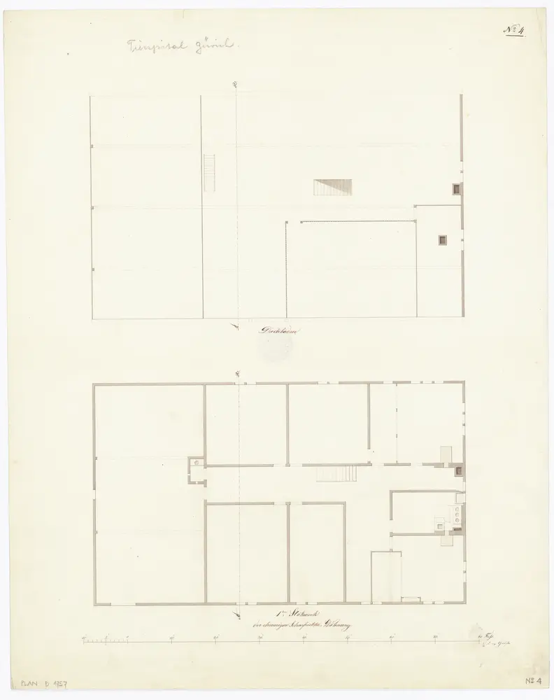 Tierarzneischule Selnaustrasse, Verwaltungsgebäude (ehemalige Scharfrichterwohnung): 1. Stock und Dachboden; Grundrisse