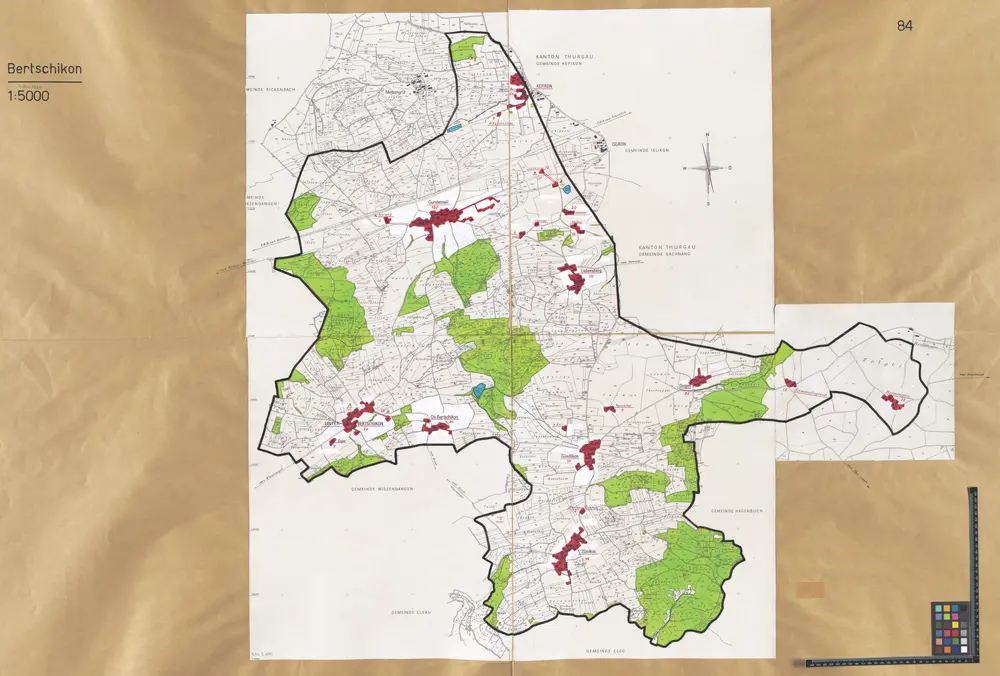 Bertschikon: Definition der Siedlungen für die eidgenössische Volkszählung am 01.12.1960; Siedlungskarte Nr. 84