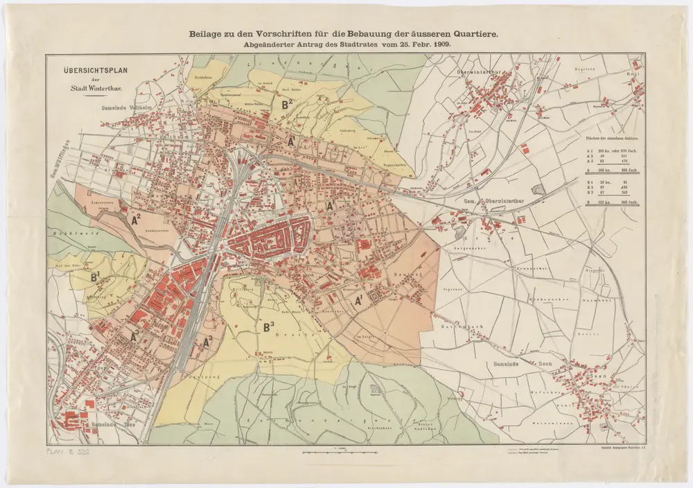 Winterthur, Oberwinterthur, Seen, Töss, Veltheim: Stadtgemeinde und umliegende Gemeinden; Übersichtsplan