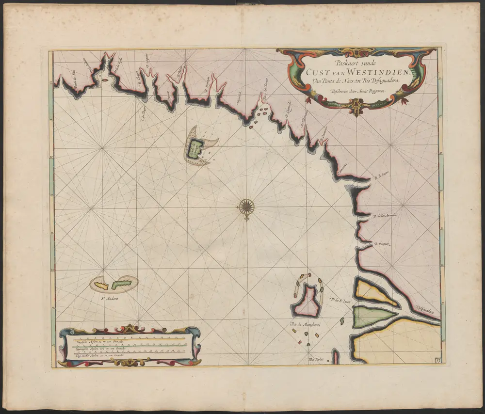Pascaert vande Cust van Westindien van Punta de Naes tot Rio Desaguadera