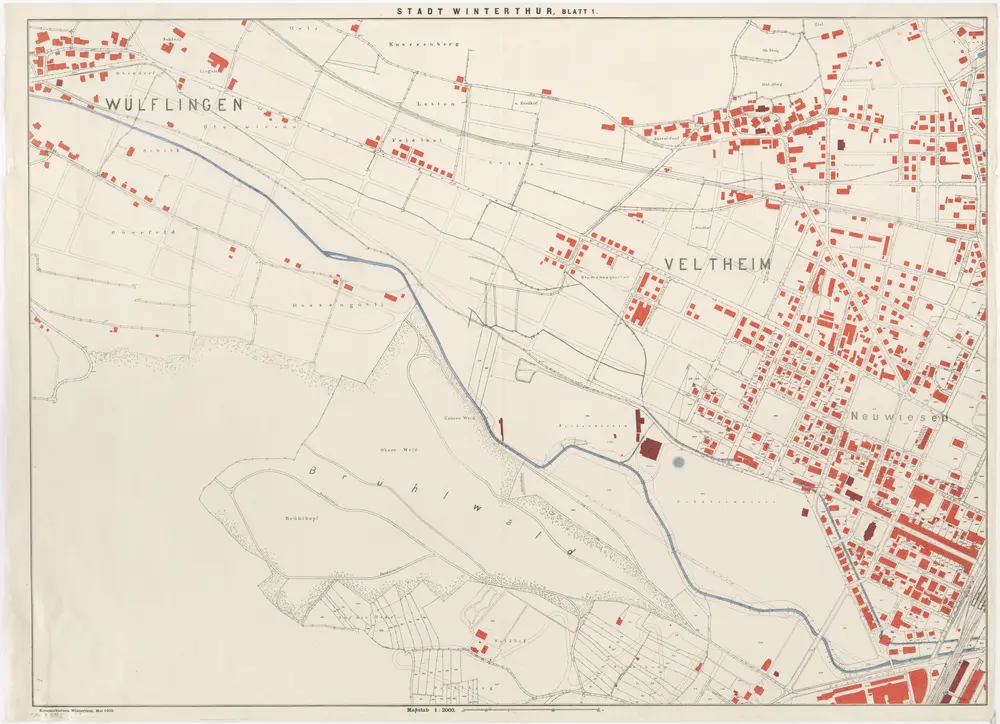 Winterthur, Oberwinterthur, Töss, Veltheim, Wülflingen: Stadtgemeinde und umliegende Gemeinden; Übersichtsplan: Blatt 1