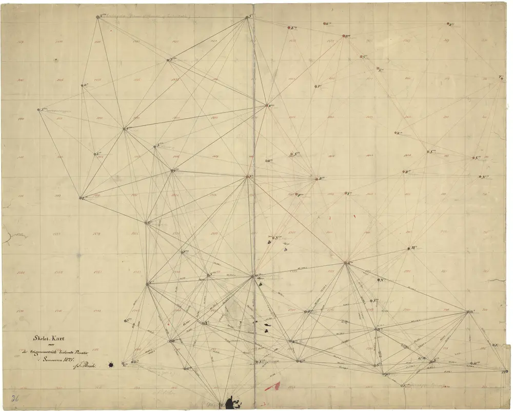 Trigonometrisk grunnlag, Squelet-Cart 36: Skelet-kart over de trigonometrisk bestemte Punkter Sommeren 1827