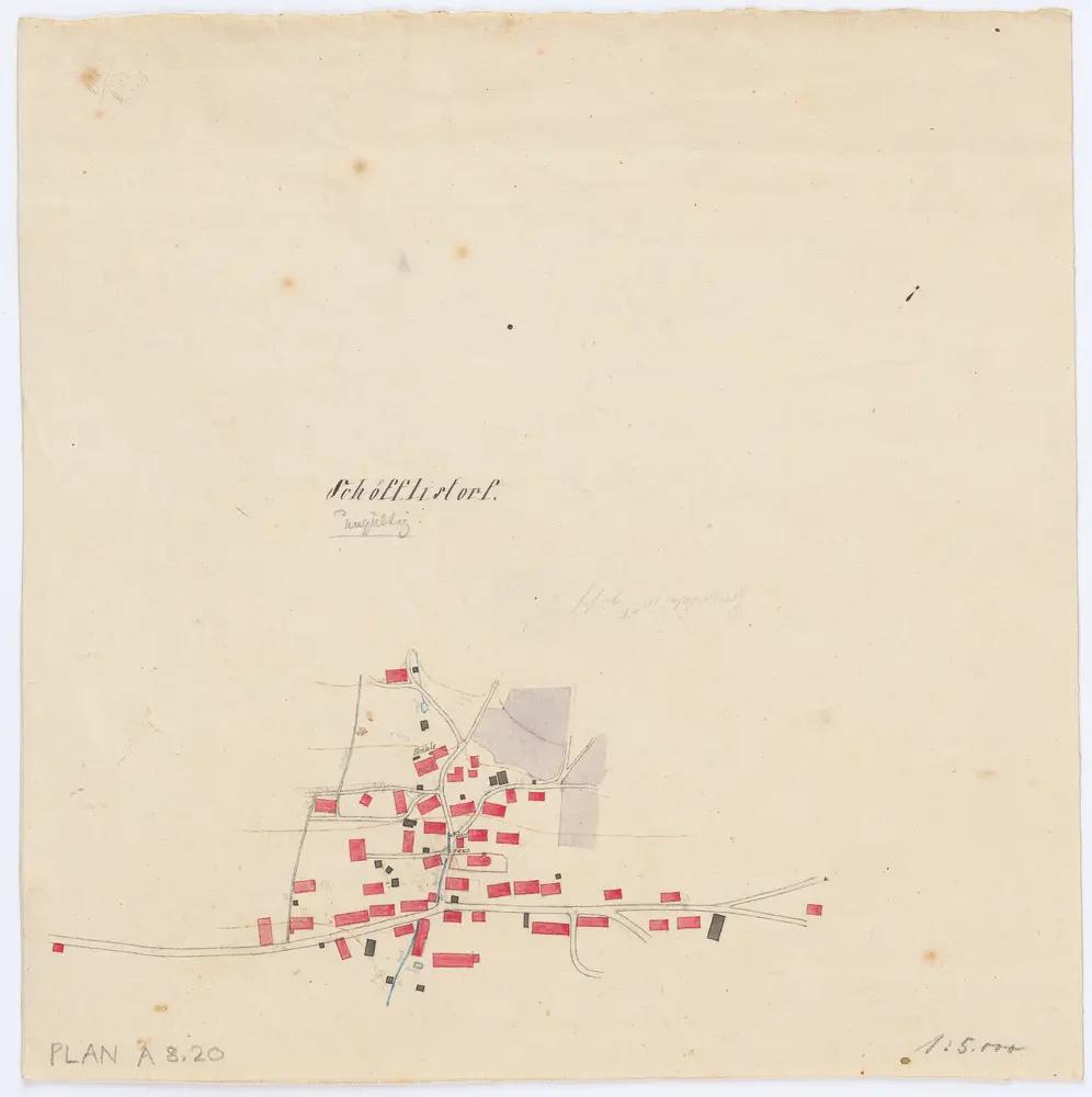 Vorlagen für die Topographische Karte des Kantons Zürich (Wild-Karte): Bezirk Dielsdorf: Ortsplan: Schöfflisdorf