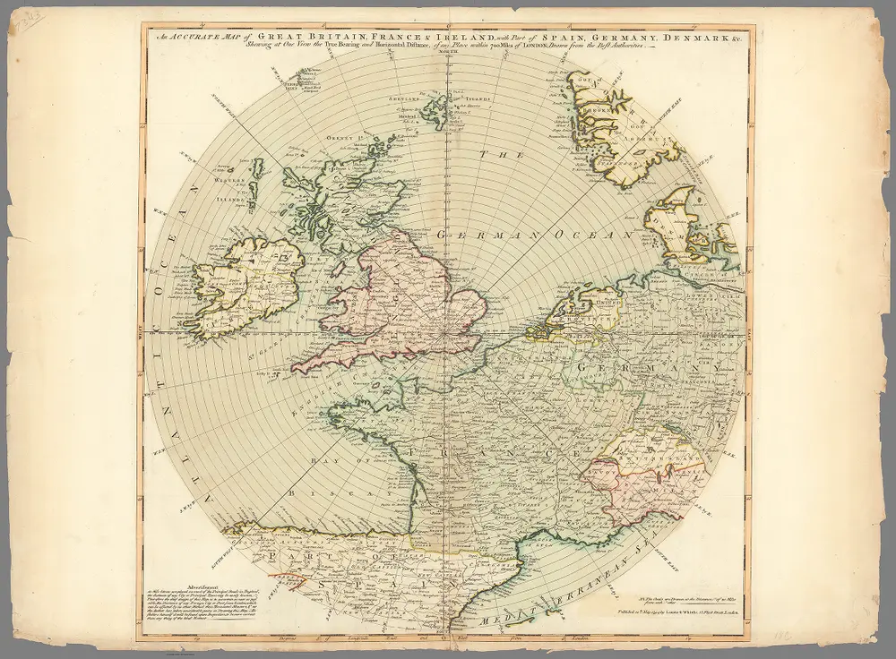 An accurate map of Great Britain, France & Ireland, with part of Spain, Germany, Denmark & c.