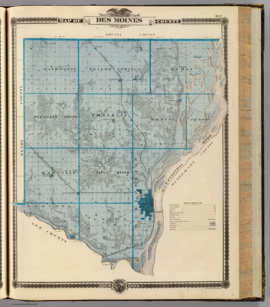 Map of Des Moines County, State of Iowa.