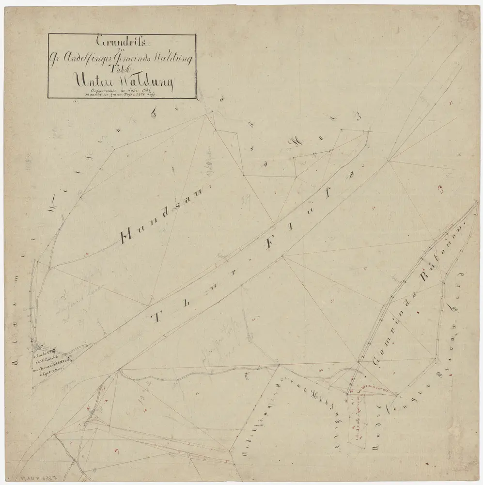 Andelfingen (damals Grossandelfingen): Gemeindewaldung: Untere Waldung (Hundsau, Gemeindsrütenen); Grundriss (Tab. 6)