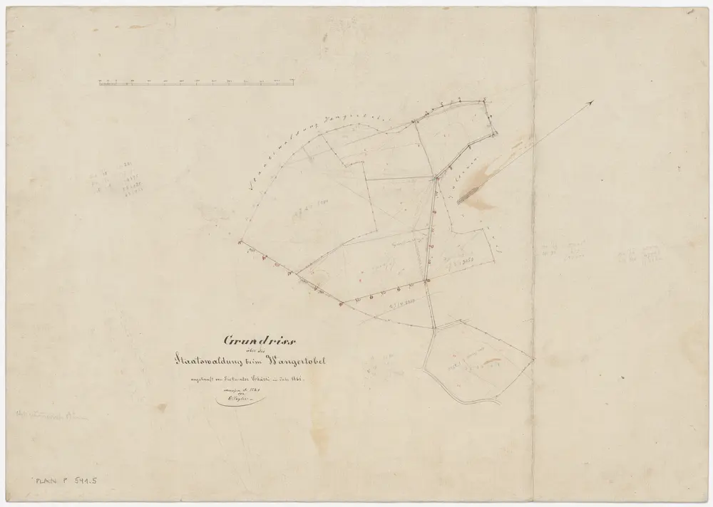 Maur, Herrliberg, Küsnacht, Egg: Staatswaldungen: Küsnacht: Angekaufte Privatgrundstücke von Prokurator Schätti im Wangnertobel (Wangertobel); Grundriss