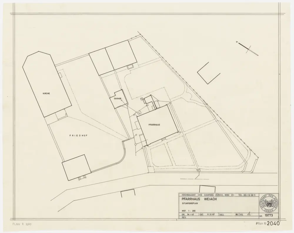 Weiach: Kirche, Pfarrhaus und Umgebung; Grundriss