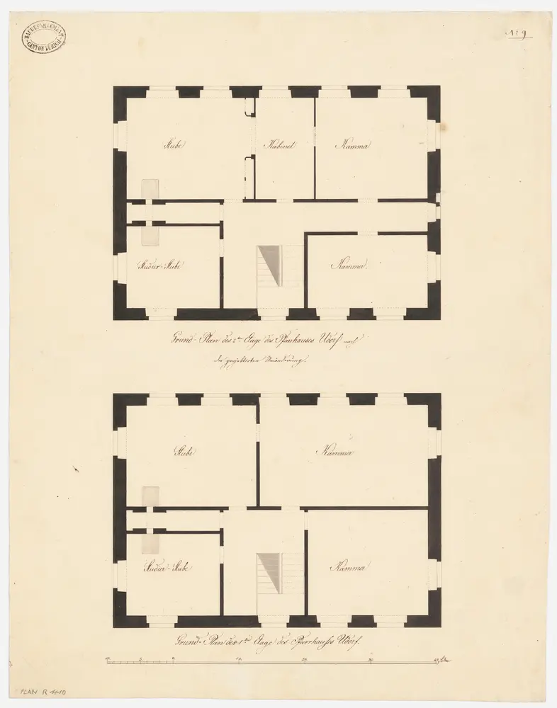 Urdorf: Pfarrhaus, projektierte Umänderung, 1. und 2. Stock; Grundrisse (Nr. 9)