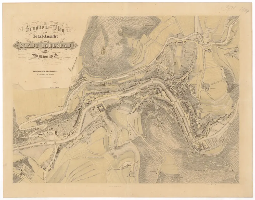 Situations-Plan und Total-Ansicht der Stadt Carlsbad