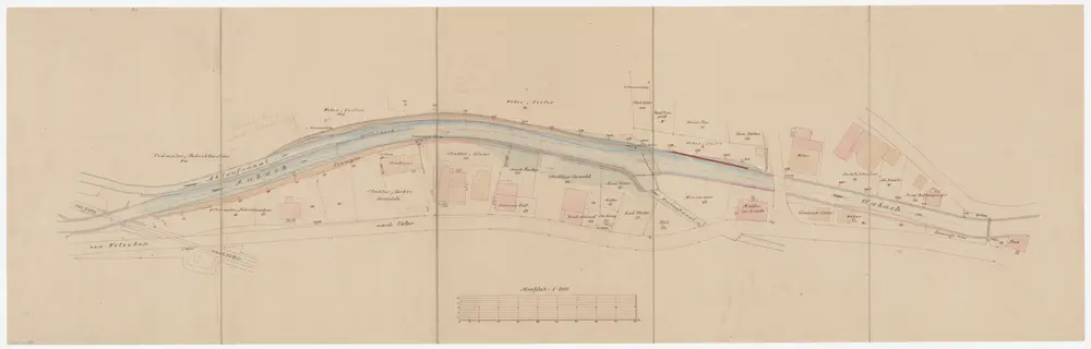 Uster: Bahnübergang bis zum eisernen Steg in Oberuster, Aakorrektion (Aabach); Situationsplan