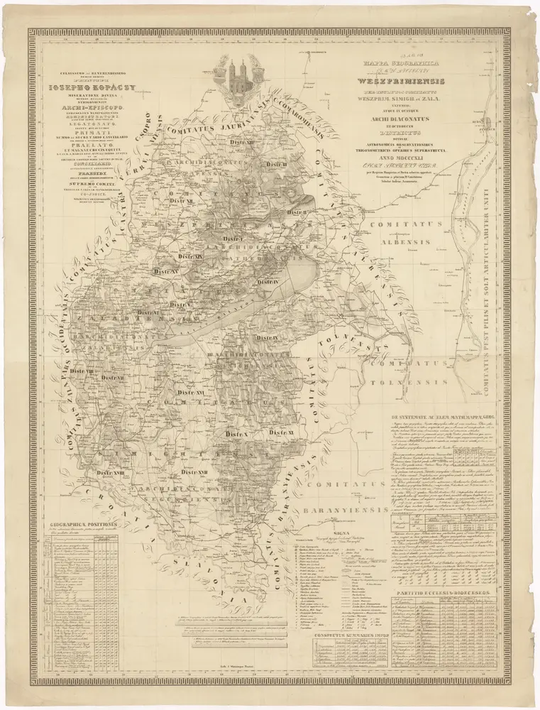 Mappa geographica almae dioecesis Weszprimiensis per inclytos comitatus Weszprim, Simigh et Zala