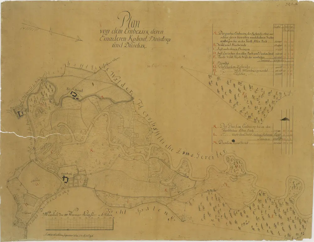 Geometrický plán jednotářů Kohouta, Dušáka a Bouckého v polesí Zámecký