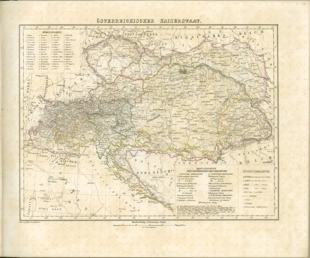 mapa z atlasu "Vollständiger Hand-Atlas der neueren Erdbeschreibung über alle Theile der Erde in 82 Blättern"